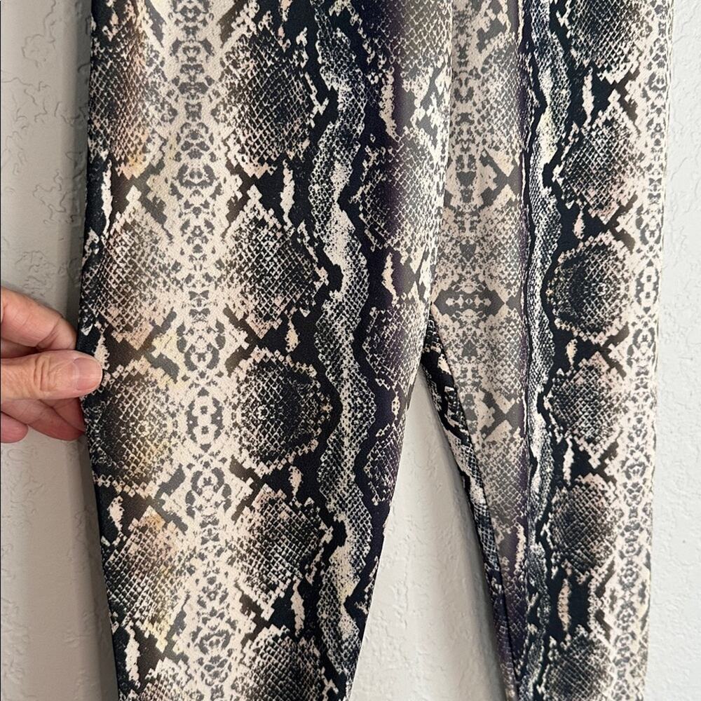 NEW Parisian Black Cream Snakeskin Leggings Y2K Boss Siren Size Small - Picture 2 of 9